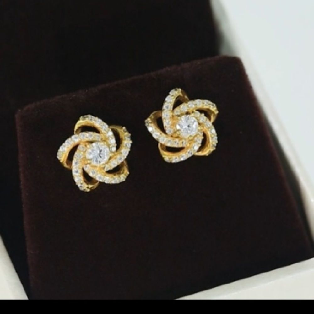 18k Gold over Sterling Silver Flower Stud Earrings